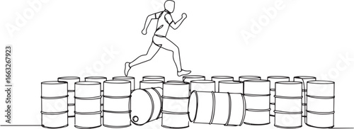 Navigating Obstacles: A Line Art Depiction of Resilience and Det