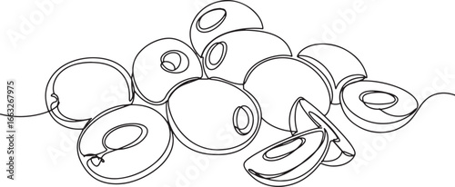 Elegant Line Art Depiction of Marinated Olives, Culinary Minimal