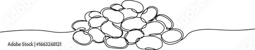 Elegant line art illustration of a pile of natto beans on a whit