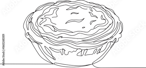 Minimalist Line Art Depicting Portuguese Pastel de Nata Pastry D