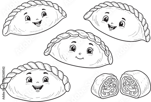 Cheerful cartoon pirozhki pastries, delightful baked goods, play