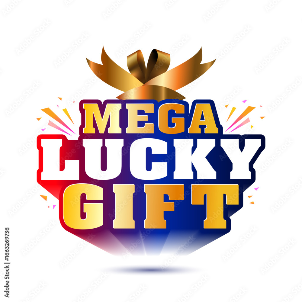 Fototapeta premium Mega Lucky Gift logo design for festive offers draw and quiz promotion concept.