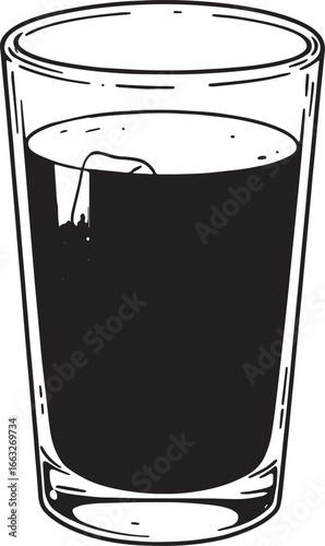 Refreshing iced cold brew coffee in a glass cup on a white backg