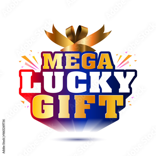 Mega Lucky Gift logo design for festive offers draw and quiz promotion concept.
