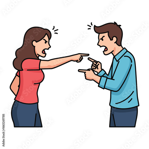 Conflict and Disagreement: A depiction of two individuals locked in a heated disagreement, their expressions and gestures conveying the intensity of the situation. 