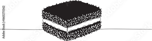 Delightful lamington confectionery line art illustration on clea