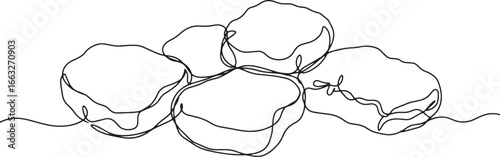 Continuous Line Drawing of Chicken Nuggets Isolated on a White B