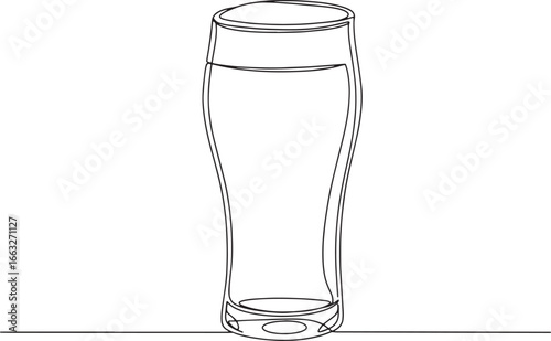 Minimalist Line Art Depiction of an Amber Ale in a Glass, Bevera