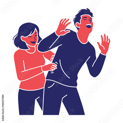 Tickle Fight: A playful moment as two individuals share a lighthearted tickle fight, expressing laughter, camaraderie and delight in a simple and happy moment.