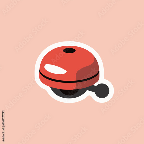 Illustration of a red bell with a white border on a light background, perfect for stickers, icons, or decorative elements in graphic design projects