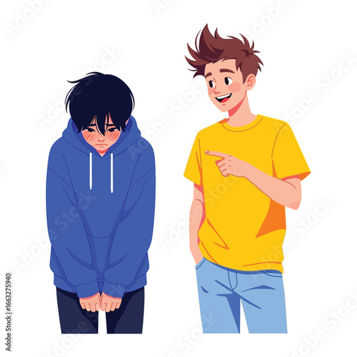 Bullying Illustration: A striking cartoon illustration captures a moment of interpersonal conflict.