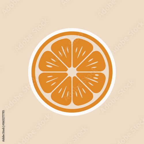 A vibrant orange slice illustration on a light background, ideal for stickers, icons, or graphic designs related to healthy eating and fresh fruit