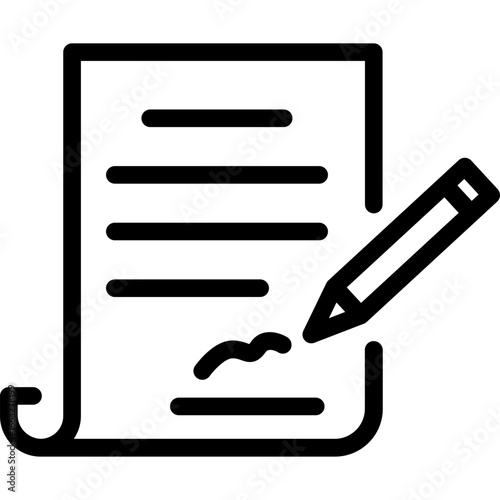Document with signature and pen, treaty or policy icon