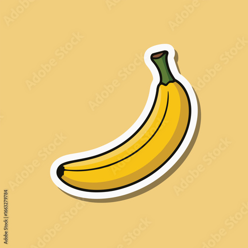 A vibrant banana sticker illustration, a healthy and delicious tropical fruit, perfect for foodrelated designs, nutrition projects, and promoting a healthy lifestyle