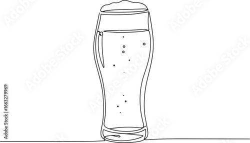 Minimalist line drawing of a pilsner glass with bubbly liquid re
