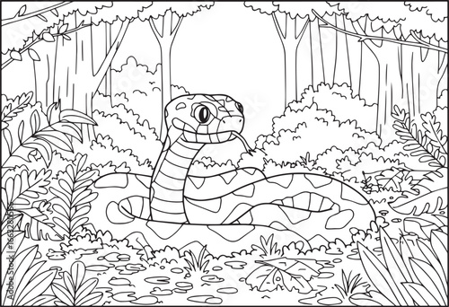 Illustration of a Viper blending into the jungle interior for co