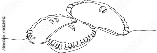 Minimalist Line Art Illustration of Delicious Hand Pies on a Whi