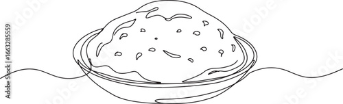Elegant line art depicting Tanzanian Ugali, a staple dish presen