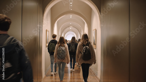  Group journeying through a museum hallway (3)