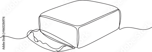 Minimalist butter block drawing, showcasing delicate line art an