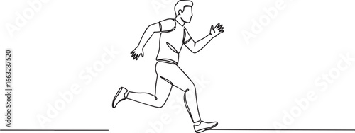 Continuous Line Art: Runner in Motion, Dynamic and Minimalist De