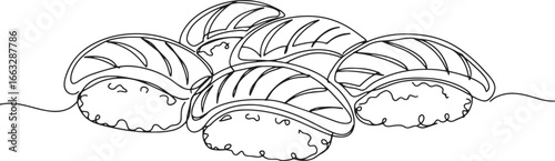 Elegant single line drawing showcasing fresh and tasty salmon su