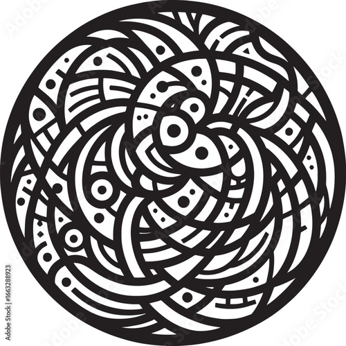 Elegant Silhouette of a Person Cleaning with a Broom Inside an Ornate Decorative Frame