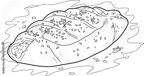 Elegant manakish illustration: A culinary journey captured in de