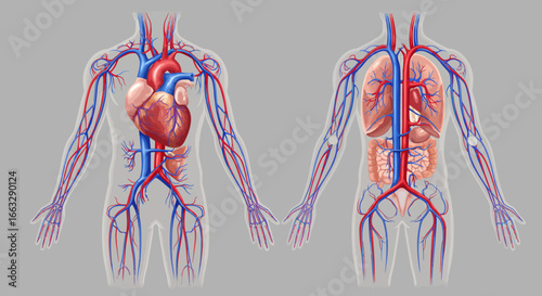 Human Anatomy: Circulatory and Respiratory Systems Illustration.