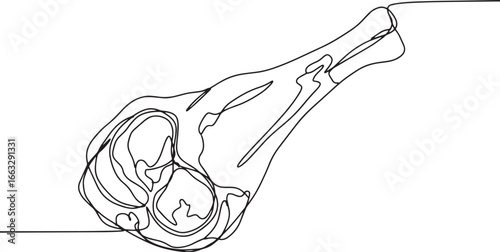 Elegant Minimalist Lamb Shank Outline Illustration for Culinary