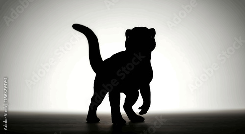 Striking Silhouette of a Graceful Feline Animal Standing Against a Bright, Backlit Studio Background