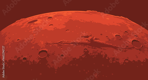 Mars Surface with Craters and Valleys Illustration.