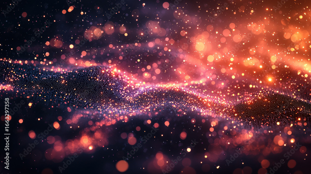 Fototapeta premium A vibrant digital tapestry depicting a global network, its nodes glowing with interconnected data streams. The intricate patterns symbolize the seamless flow of information across the planet, 