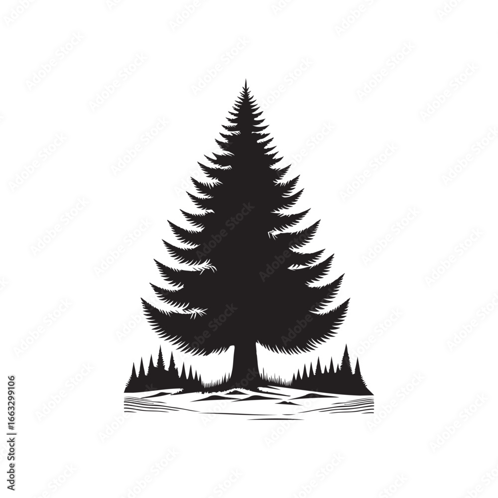 Obraz premium Douglas Fir Evergreen Conifer Tree Vector Design.