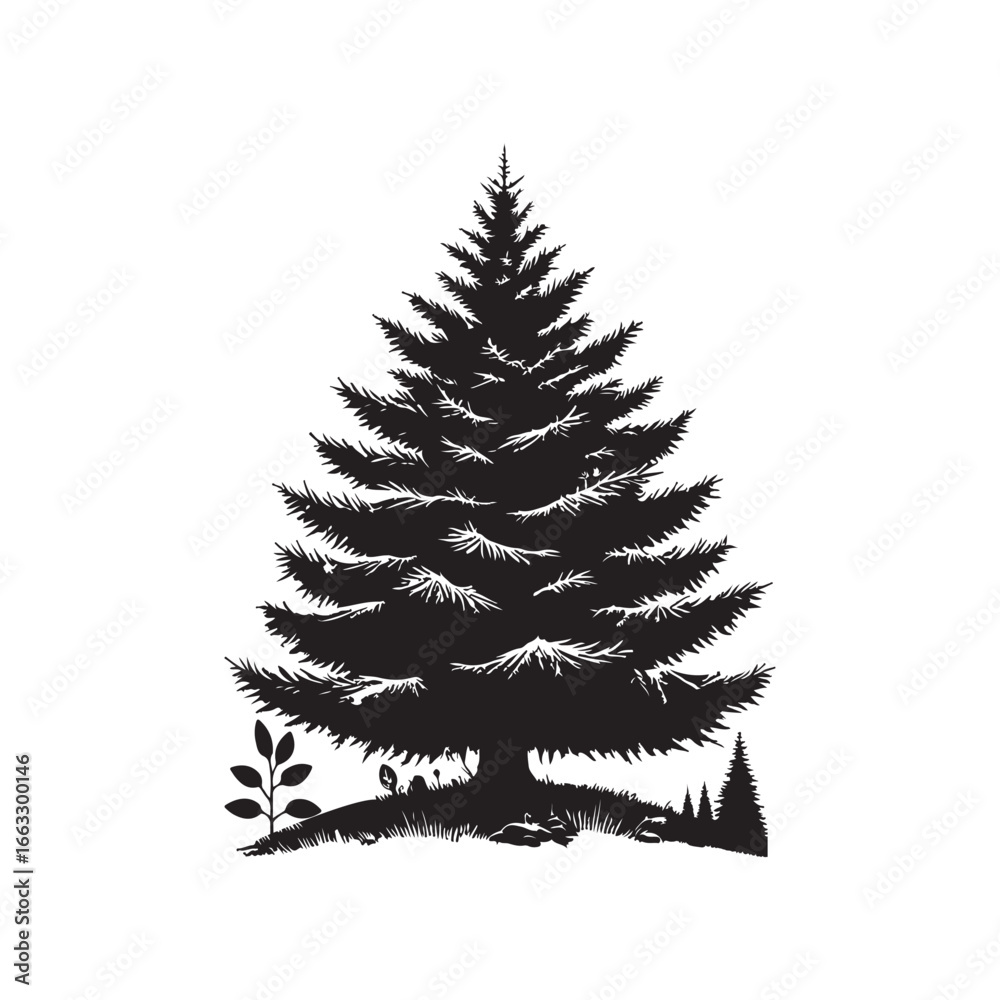 Obraz premium Douglas Fir Evergreen Conifer Tree Vector Design.