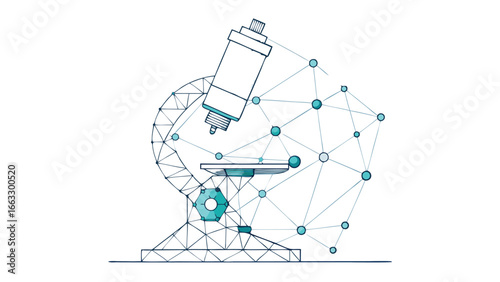 Detailed vector illustration of a microscope, highlighting its components and scientific purpose in a sleek design..eps