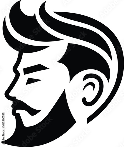Man face side view vector icon on white background. Man vector logo silhouette. black man.