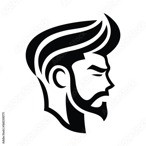 Man face side view vector icon on white background. Man vector logo silhouette. black man.