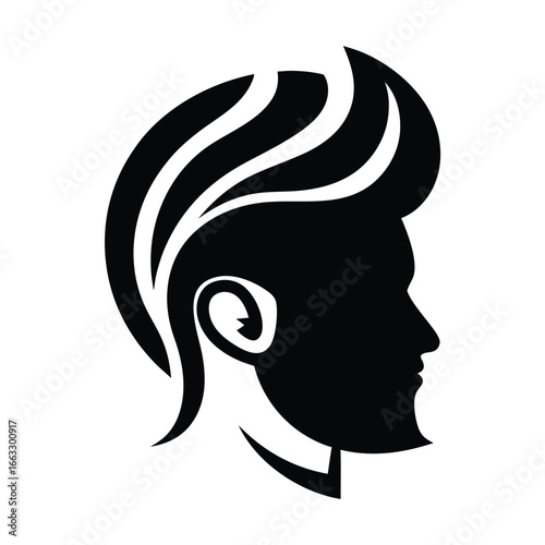 Man face side view vector icon on white background. Man vector logo silhouette. black man.