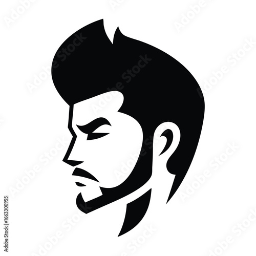 Man face side view vector icon on white background. Man vector logo silhouette. black man.