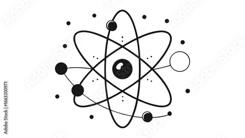Visual representation of an atom alongside a molecule, highlighting their distinct features and connections..eps