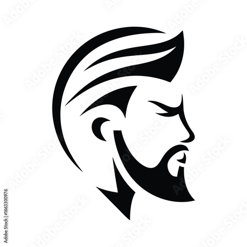 Man face side view vector icon on white background. Man vector logo silhouette. black man.