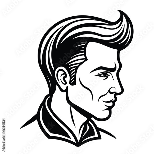Man face side view vector icon on white background. Man vector logo silhouette. black man.