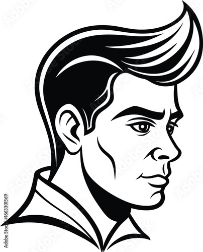 Man face side view vector icon on white background. Man vector logo silhouette. black man.