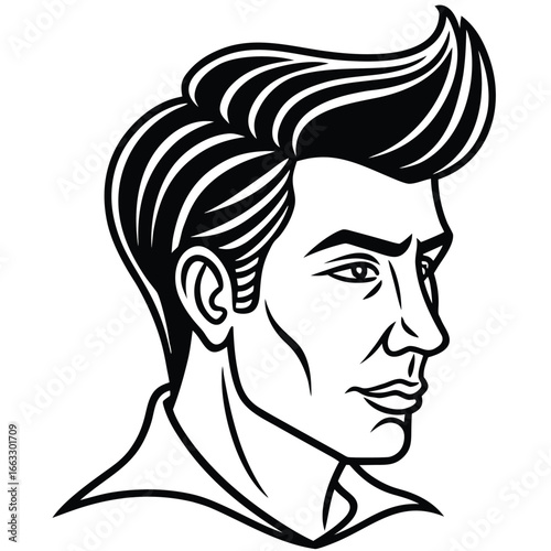 Man face side view silhouette vector icon on white background. Man vector logo silhouette. black man.