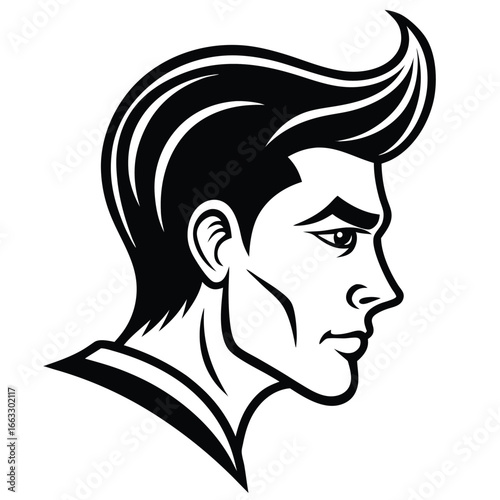 Man face side view silhouette vector icon on white background. Man vector logo silhouette. black man.