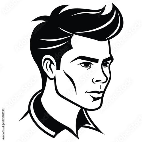 Man face side view silhouette vector icon on white background. Man vector logo silhouette. black man.