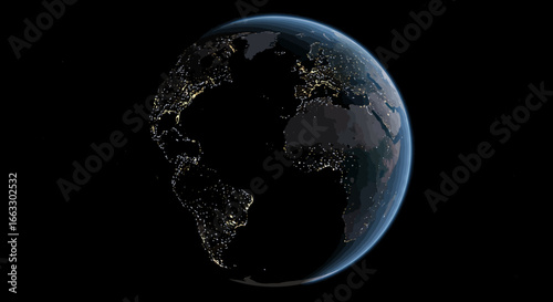 Earth at Night: City Lights Illuminate the Globe.