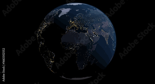 Earth at Night: City Lights Illuminate the Globe.