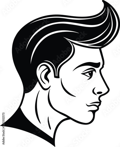 Man face side view silhouette vector icon on white background. Man vector logo silhouette. black man.
